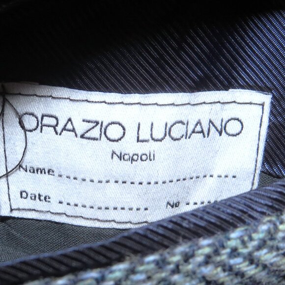 Orazio Luciano Bespoke Pale Bluish Gray Herringbone Tweed Three Piece Suit 42 - Picture 15 of 16